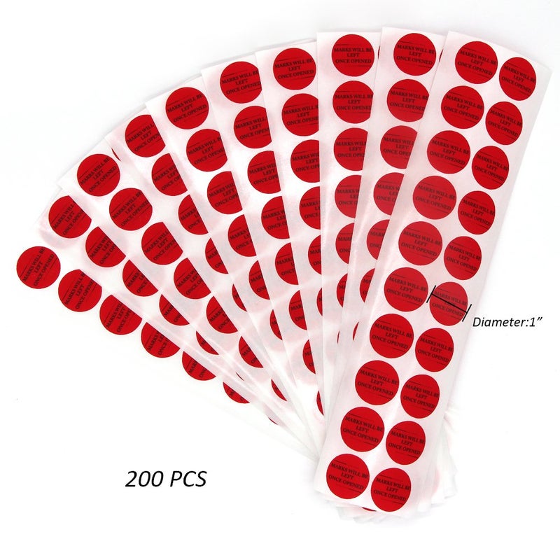 Solitary Walker 200Pcs Tamper Evident Security Void Stickers Diameter 1 inch Round Red Complete Transfer Tamper Proof Labels Safety Torn up Invalid Seals Tape - Image 2